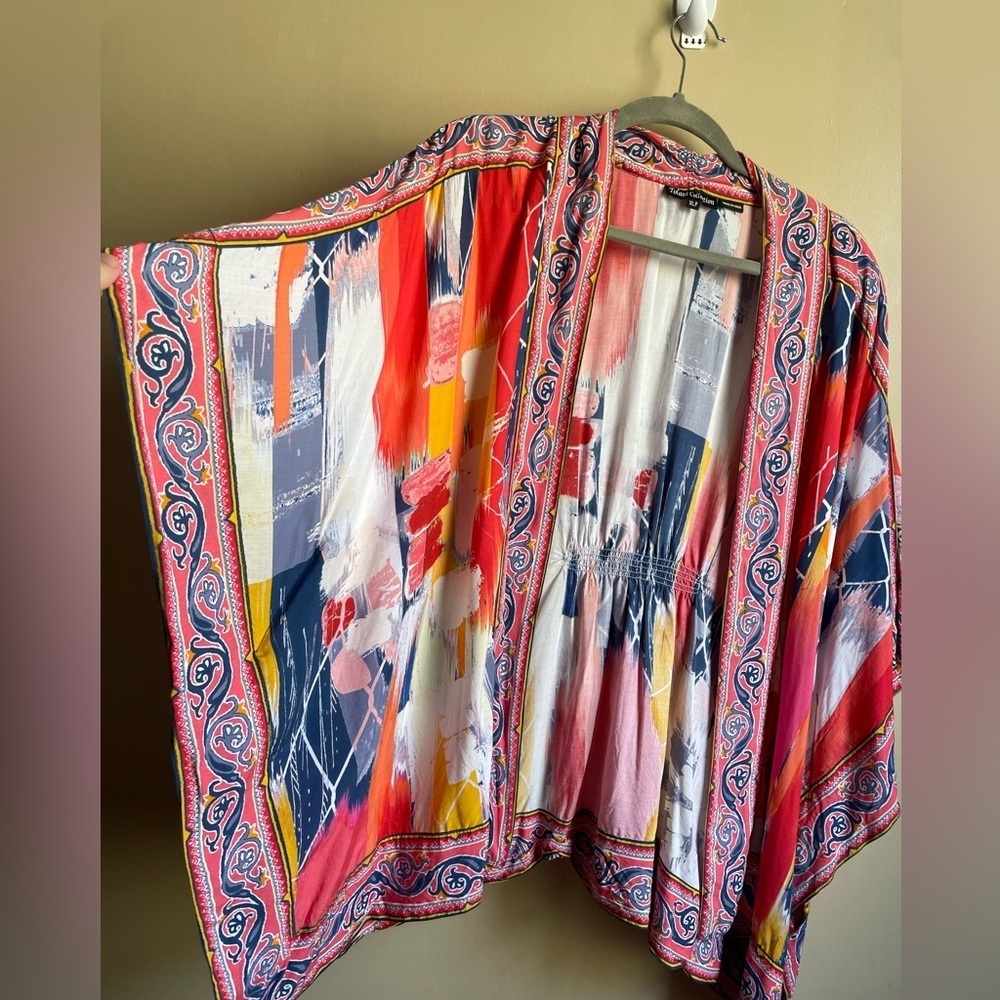 Tolani Collection kimono size XLP art to wear beachy artsy arm holes - Picture 3 of 7